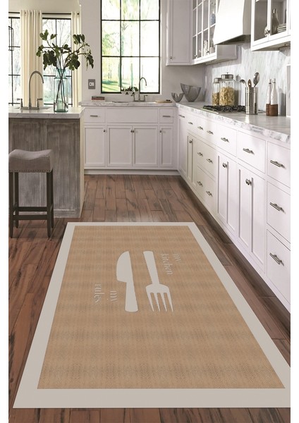 Dijital Baskılı Kaymaz Taban Yıkanabilir Kitchen Yazılı Mutfak Halısı, N-Mutfak-09-Gri, fırsatları