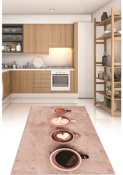Dijital Baskılı Kaymaz Taban Yıkanabilir Renkli Modern Mutfak Halısı, N-Mutfak-22-Pembe, fırsatları