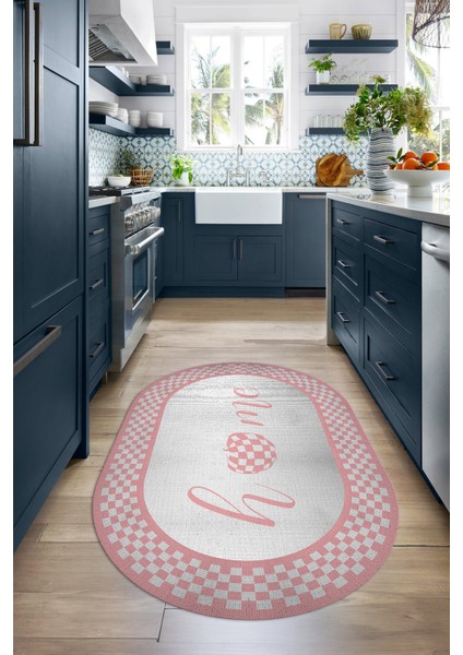 Dijital Baskılı Kaymaz Yıkanabilir Home Yazılı Oval Mutfak Halısı, N-O-Mutfak-12-Pembe, modelleri
