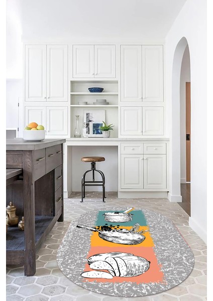3D Dijital Baskılı Kaymaz Yıkanabilir Renkli Modern Oval Mutfak Halısı, N-O-Mutfak-45-Renkli, fiyatları