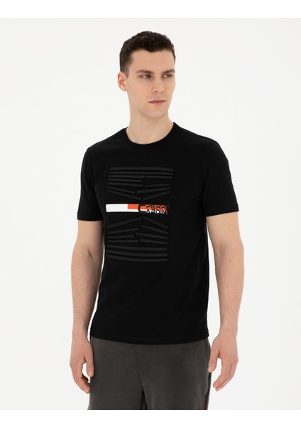 Erkek Siyah Slim Fit Tişört 50281056-VR046