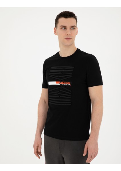 Erkek Siyah Slim Fit Tişört 50281056-VR046