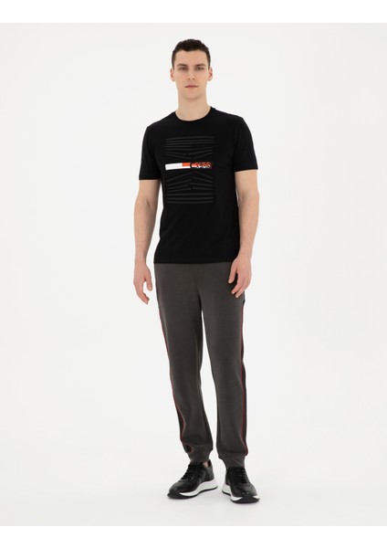 Erkek Siyah Slim Fit Tişört 50281056-VR046