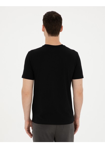 Erkek Siyah Slim Fit Tişört 50281056-VR046