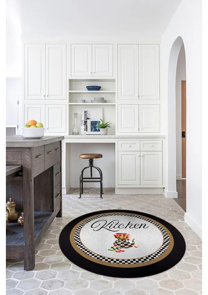 Dijital Baskılı Kaymaz Yıkanabilir Kitchen Yazılı Yuvarlak Mutfak Halısı, N-Y-Mutfak-48-Renkli, fiyatları