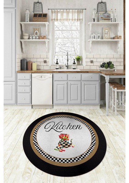 Dijital Baskılı Kaymaz Yıkanabilir Kitchen Yazılı Yuvarlak Mutfak Halısı, N-Y-Mutfak-48-Renkli, modelleri