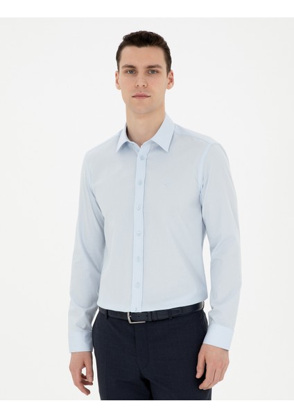 Erkek Açık Mavi Slim Fit Uzun Kollu Gömlek 50282982-VR003
