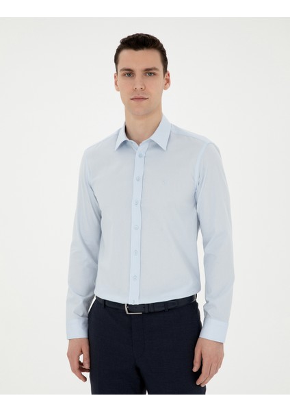 Erkek Açık Mavi Slim Fit Uzun Kollu Gömlek 50282982-VR003