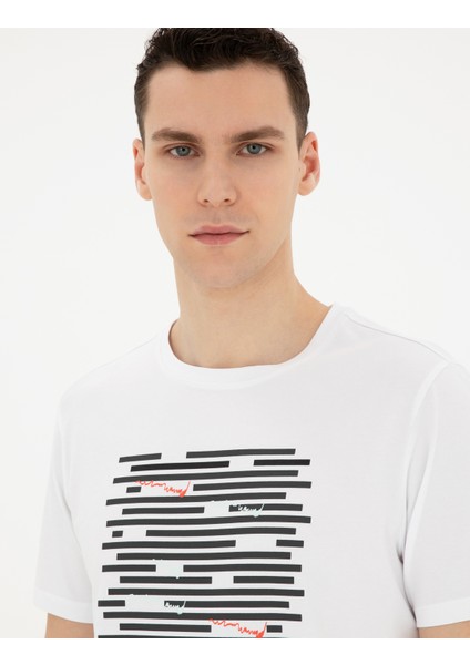 Erkek Beyaz Regular Fit Tişört 50280950-VR013