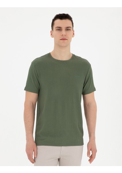 Erkek Haki Slim Fit Tişört 50288914-VR027