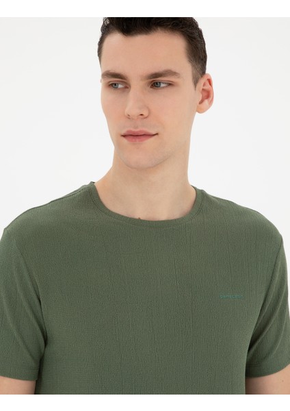 Erkek Haki Slim Fit Tişört 50288914-VR027