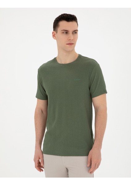 Erkek Haki Slim Fit Tişört 50288914-VR027