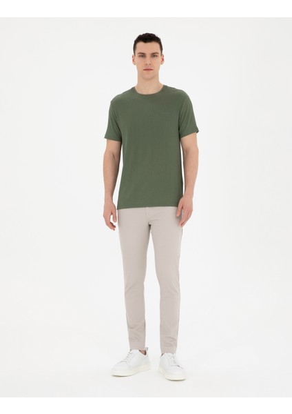 Erkek Haki Slim Fit Tişört 50288914-VR027