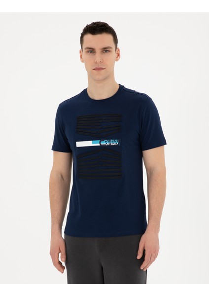 Erkek Lacivert Slim Fit Tişört 50281056-VR033