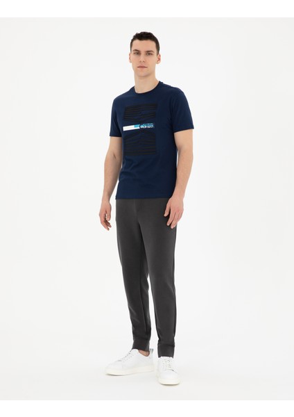 Erkek Lacivert Slim Fit Tişört 50281056-VR033