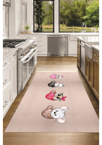 Dijital Baskılı Kaymaz Taban Yıkanabilir Renkli Modern Mutfak Halısı, N-Mutfak-07-Krem, fiyatları