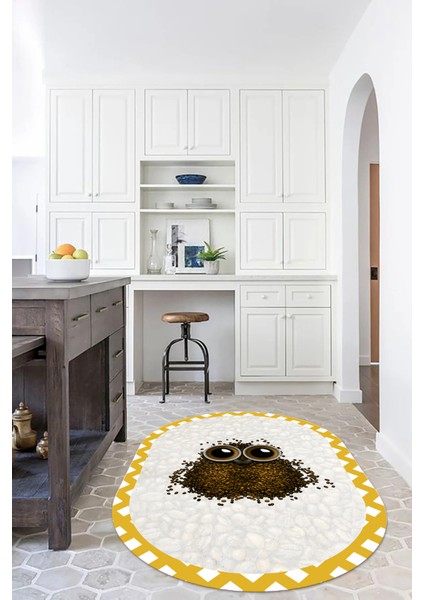 Dijital Baskılı Kaymaz Yıkanabilir Baykuş Desen Oval Mutfak Halısı, N-O-Mutfak-46-Turuncu, fiyatları