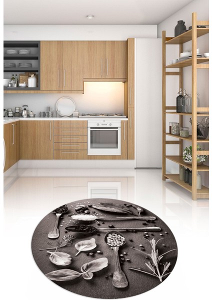 3D Dijital Baskılı Kaymaz Yıkanabilir Renkli Modern Yuvarlak Mutfak Halısı, N-Y-Mutfak-27-Gri, modelleri