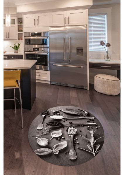 3D Dijital Baskılı Kaymaz Yıkanabilir Renkli Modern Yuvarlak Mutfak Halısı, N-Y-Mutfak-27-Gri, fırsatları