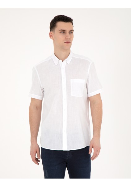 Erkek Beyaz Regular Fit Kısa Kollu Gömlek 50284267-VR013 modelleri