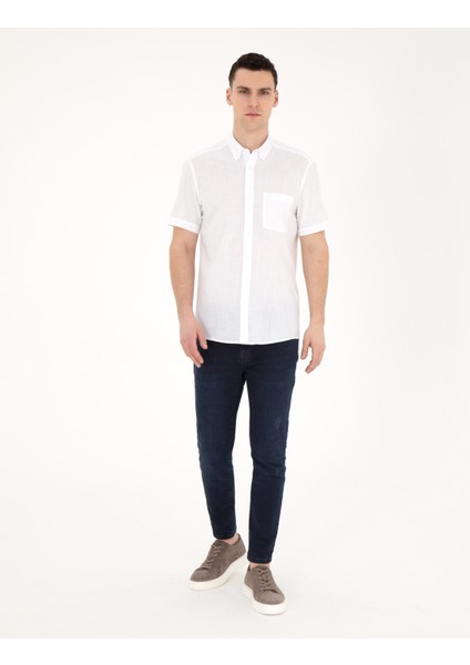 Erkek Beyaz Regular Fit Kısa Kollu Gömlek 50284267-VR013 fırsatları