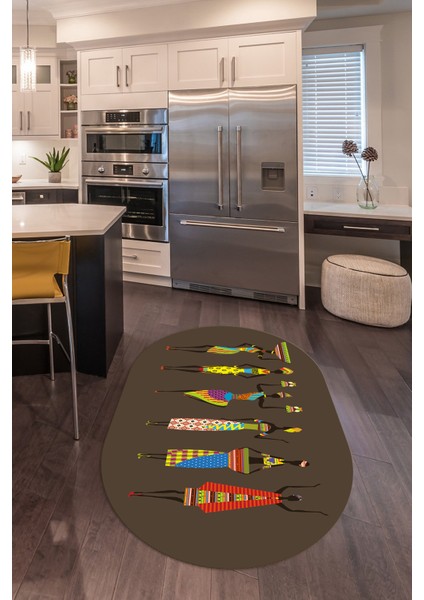 Dijital Baskılı Kaymaz Yıkanabilir Renkli Modern Oval Mutfak Halısı, N-O-Mutfak-40-Vizon, fiyatları