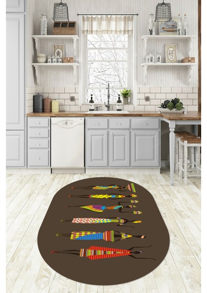 Dijital Baskılı Kaymaz Yıkanabilir Renkli Modern Oval Mutfak Halısı, N-O-Mutfak-40-Vizon, fırsatları