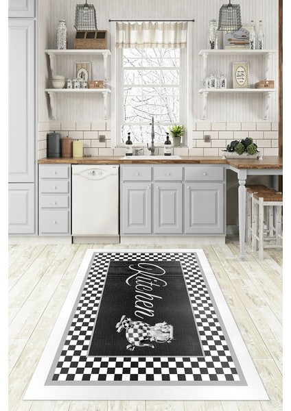 Dijital Baskılı Kaymaz Taban Yıkanabilir Kitchen Yazılı Mutfak Halısı, N-Mutfak-48-Antrasit, modelleri
