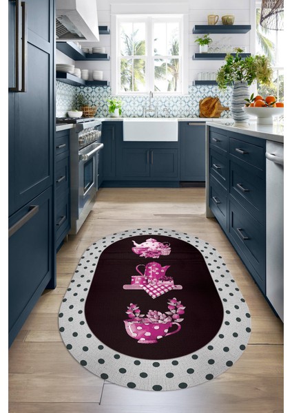 Dijital Baskılı Kaymaz Yıkanabilir Renkli Modern Oval Mutfak Halısı, N-O-Mutfak-01-Pembe, fırsatları