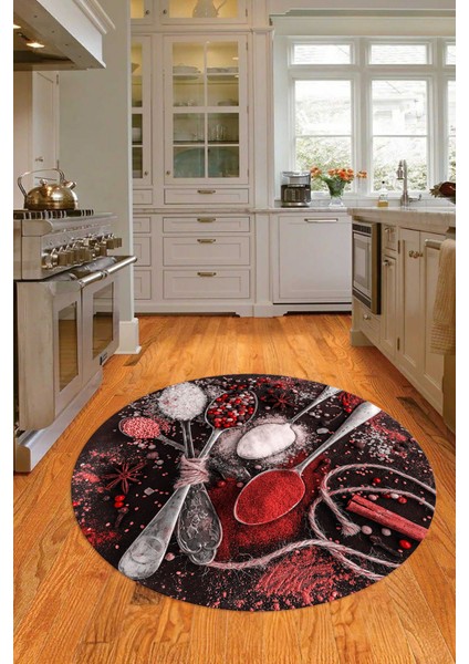 3D Dijital Baskılı Kaymaz Yıkanabilir Renkli Modern Yuvarlak Mutfak Halısı, N-Y-Mutfak-19-Kırmızı, modelleri