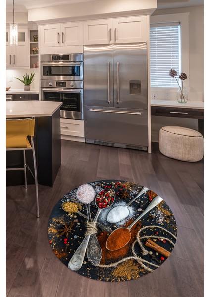 3D Dijital Baskılı Kaymaz Yıkanabilir Renkli Modern Yuvarlak Mutfak Halısı, N-Y-Mutfak-19-Renkli, indirimleri