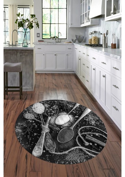 3D Dijital Baskılı Kaymaz Yıkanabilir Renkli Modern Yuvarlak Mutfak Halısı, N-Y-Mutfak-19-Gri, fiyatları