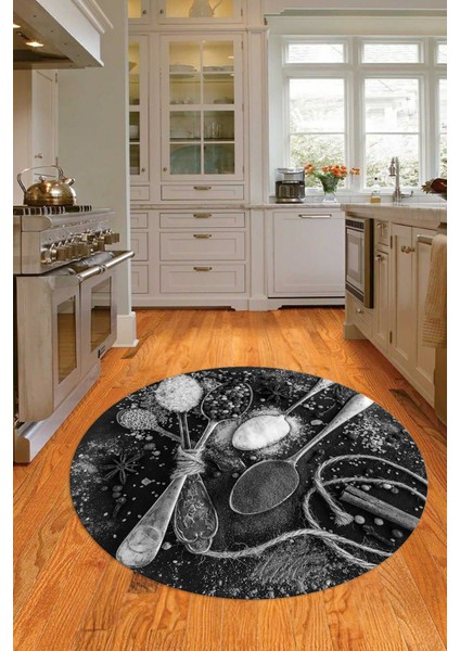 3D Dijital Baskılı Kaymaz Yıkanabilir Renkli Modern Yuvarlak Mutfak Halısı, N-Y-Mutfak-19-Gri, modelleri