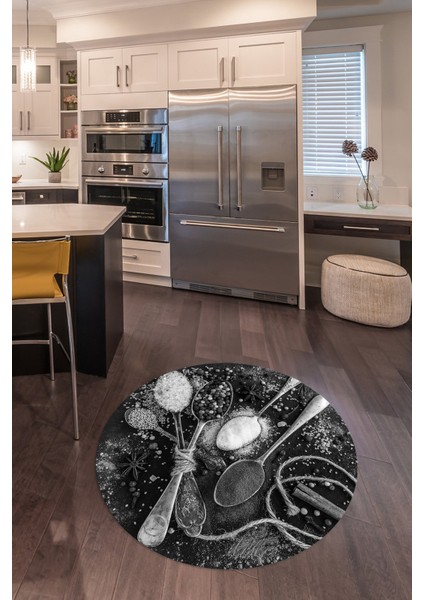 3D Dijital Baskılı Kaymaz Yıkanabilir Renkli Modern Yuvarlak Mutfak Halısı, N-Y-Mutfak-19-Gri, indirimleri