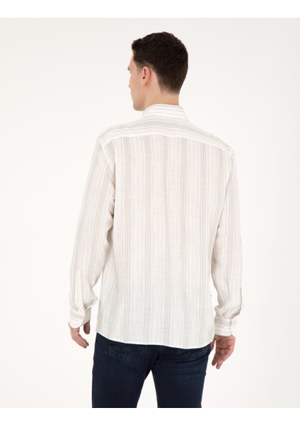Erkek Yeşil Keten Karışımlı Regular Fit Gömlek 50283522-VR016