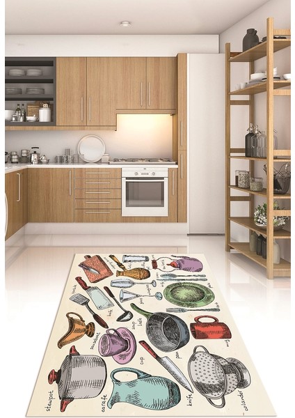 3D Dijital Baskılı Kaymaz Taban Yıkanabilir Renkli Modern Mutfak Halısı, N-Mutfak-35-Renkli, fiyatları