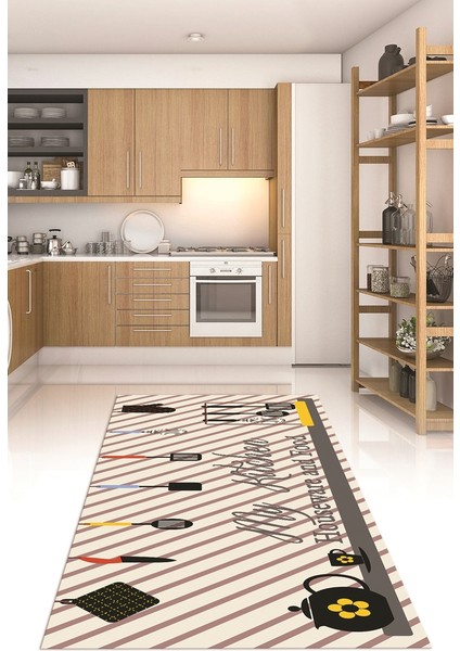 Dijital Baskılı Kaymaz Taban Yıkanabilir Renkli Modern Mutfak Halısı, N-Mutfak-32-Siyah, fiyatları
