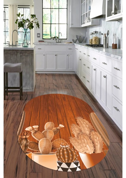 Dijital Baskılı Kaymaz Yıkanabilir Renkli Modern Oval Mutfak Halısı, N-O-Mutfak-24-Kahve, fiyatları