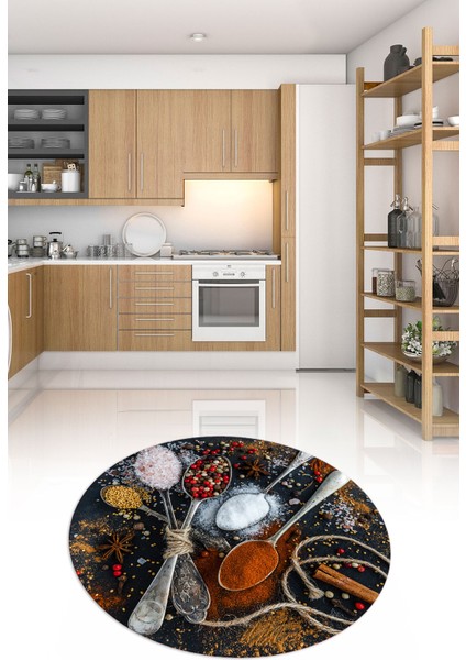 3D Dijital Baskılı Kaymaz Yıkanabilir Renkli Modern Yuvarlak Mutfak Halısı, N-Y-Mutfak-19-Renkli, fırsatları