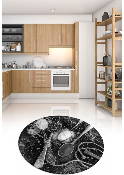 3D Dijital Baskılı Kaymaz Yıkanabilir Renkli Modern Yuvarlak Mutfak Halısı, N-Y-Mutfak-19-Gri, fırsatları