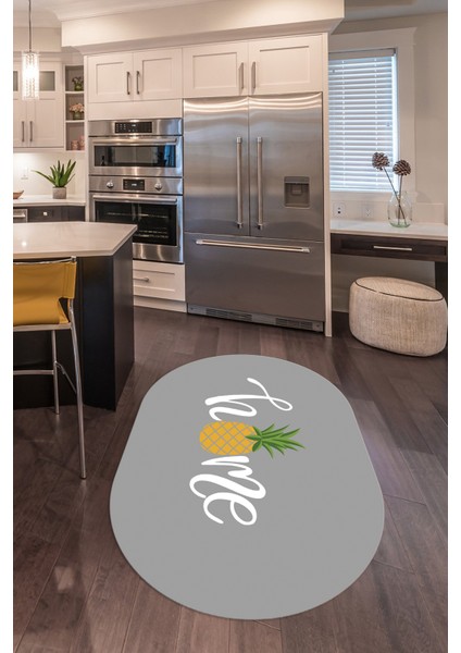 Dijital Baskılı Kaymaz Yıkanabilir Home Yazılı Oval Mutfak Halısı, N-O-Mutfak-31-Gri, modelleri