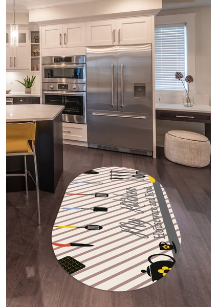 Dijital Baskılı Kaymaz Yıkanabilir Renkli Modern Oval Mutfak Halısı, N-O-Mutfak-32-Gri, modelleri