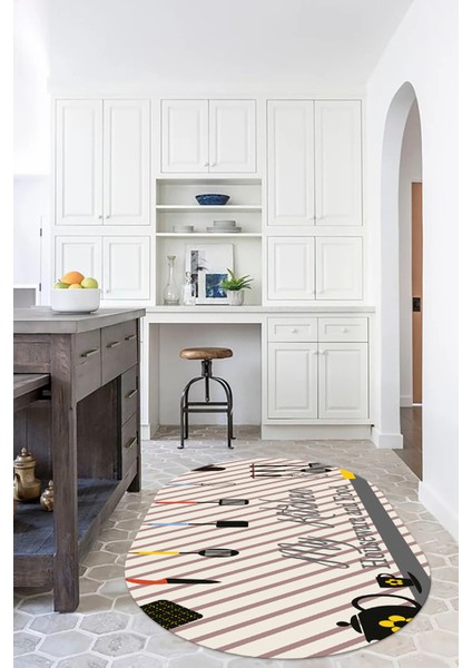 Dijital Baskılı Kaymaz Yıkanabilir Renkli Modern Oval Mutfak Halısı, N-O-Mutfak-32-Gri, fırsatları