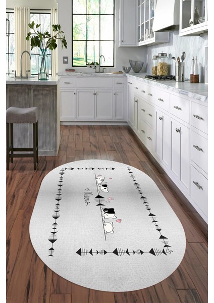 Dijital Baskılı Kaymaz Yıkanabilir Renkli Modern Oval Mutfak Halısı, N-O-Mutfak-10-Gri, fırsatları