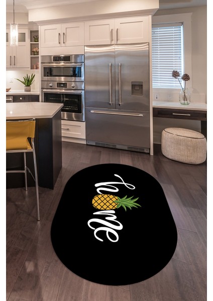 Dijital Baskılı Kaymaz Yıkanabilir Home Yazılı Oval Mutfak Halısı, N-O-Mutfak-31-Siyah, modelleri