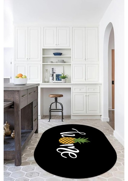 Dijital Baskılı Kaymaz Yıkanabilir Home Yazılı Oval Mutfak Halısı, N-O-Mutfak-31-Siyah, fırsatları