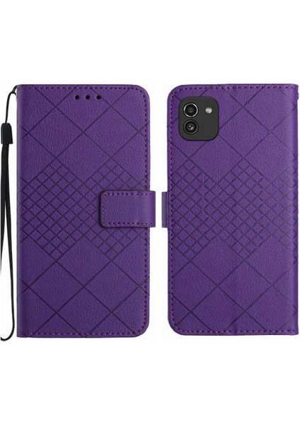 Samsung Galaxy A03 Manyetik Kapak Için Flip Case Elmas El ile Kabartmalı (Yurt Dışından)