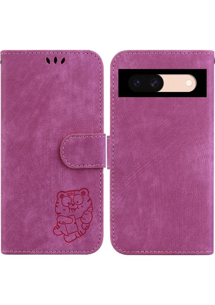 Google Piksel 8A Flip Folio Kart Cep Kabartmalı Sevimli Kaplan Kapak (Yurt Dışından)