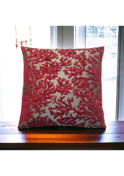 Mercan Desenli Bordo Kırlent Kılıfı Seti -2 Adet 45CM*45CM