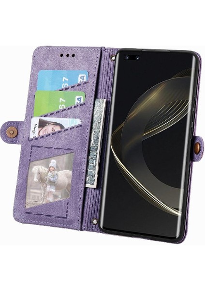 Huawei Nova 11 Pro Için Flip Case Basit Iş Darbeye Deri Kılıf (Yurt Dışından)